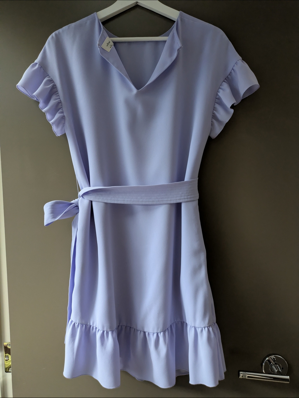 Wilfred Ninette Dress Lilac Lavender Ruffle Wrap Mini Dress XS Wedding Guest - Picture 3 of 9